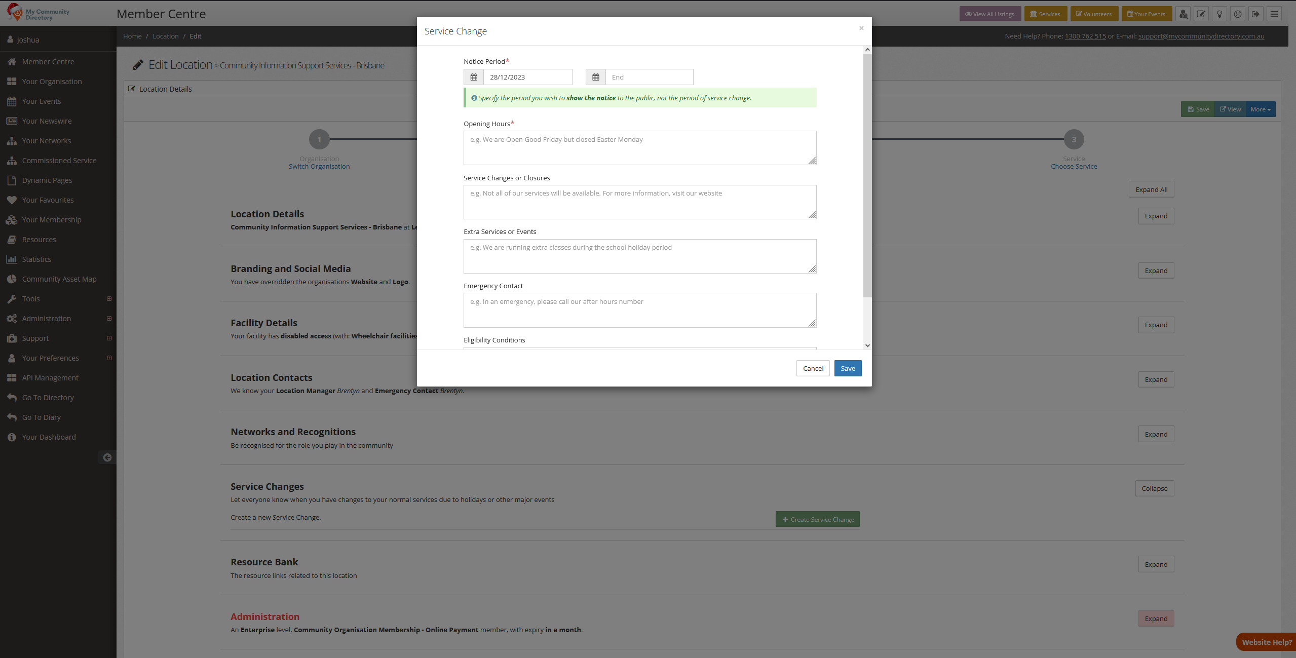 HOW TO Display a Service Change on Your Listing